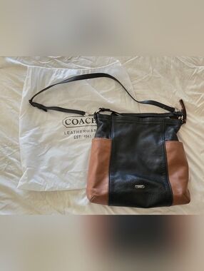 Coach Park Two-Tone Pebbled Leather Messenger Bag - Black & Brown